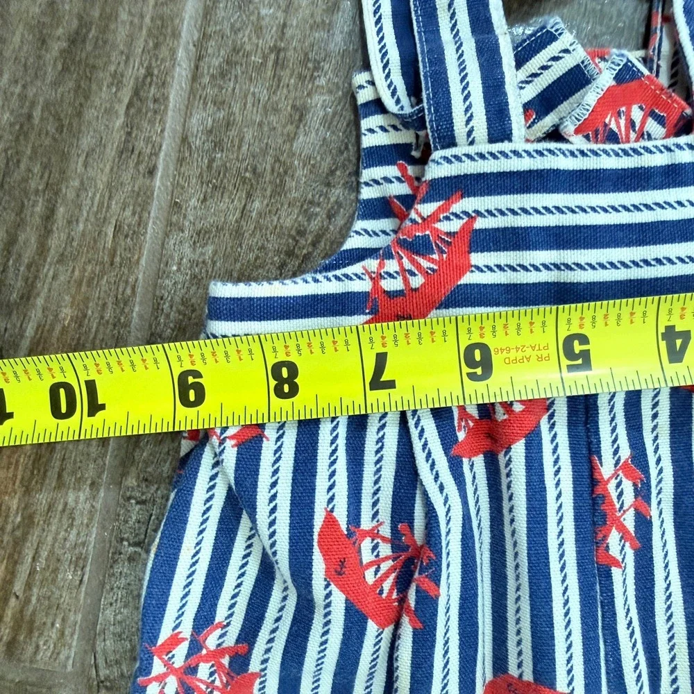 Healthtex Vintage Baby Stantoos Nautical Striped Overalls, Navy Red, 12mo